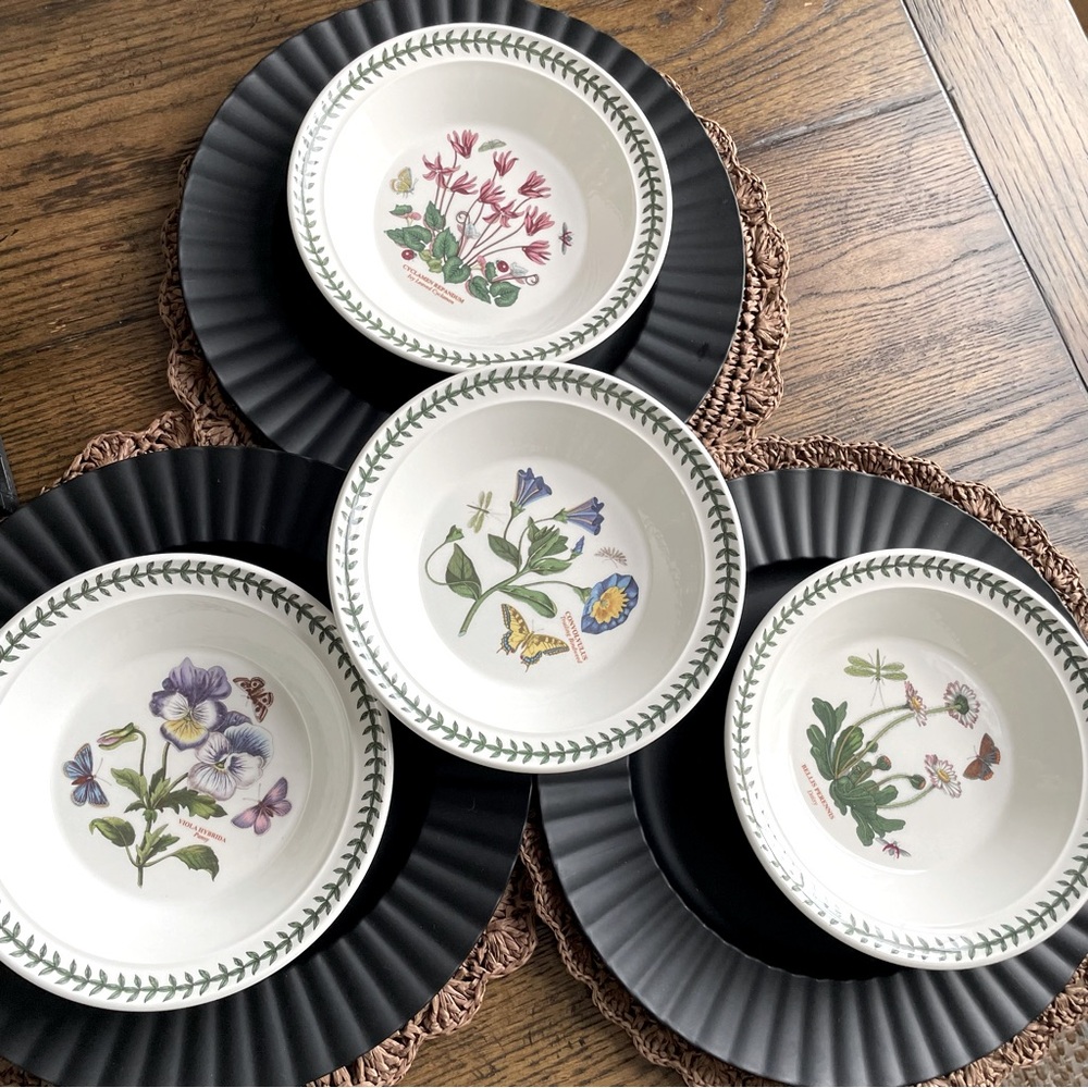 4/ Portmeirion Botanic Garden Trailing Blindweed Rim Soup Plate Bowl